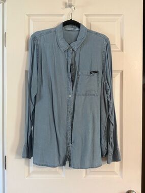 Calvin Klein Light Blue Denim Button-Up Shirt